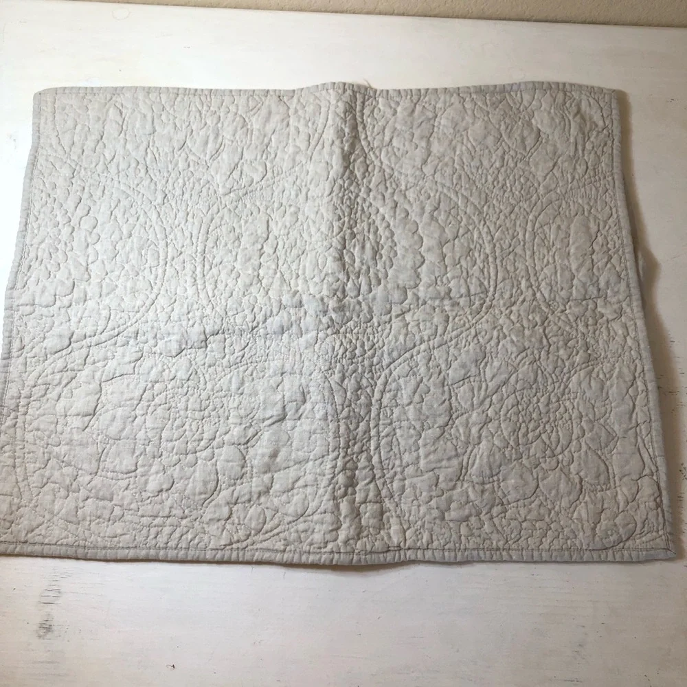 Pottery Barn Belgian Flax Floral Stitch 100% Linen, Standard, EUC, Tan
